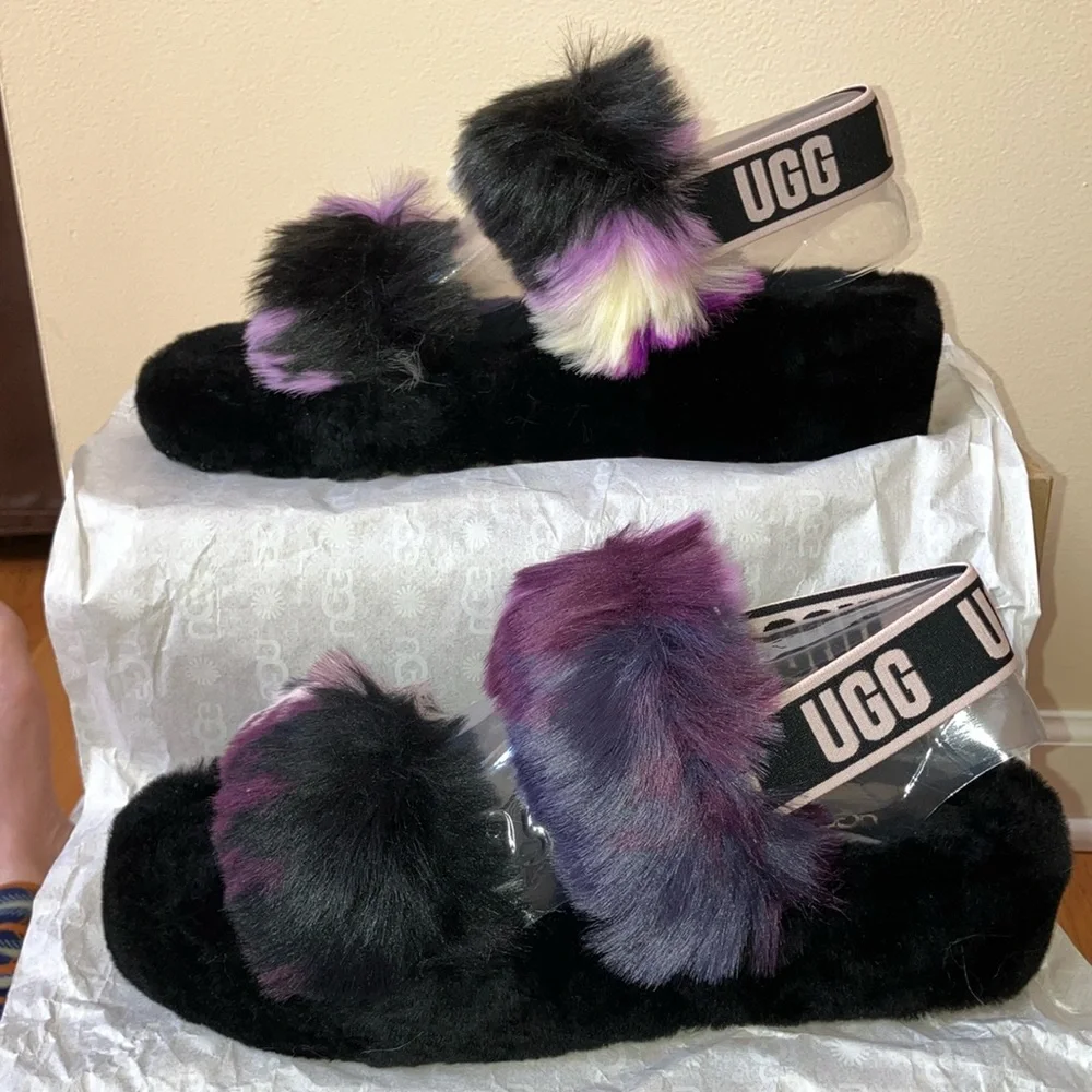 UGG RARE W Oh Yeah Tie Dye Sandals Size 9 NEW and New In Box with Care Card - Picture 6 of 12